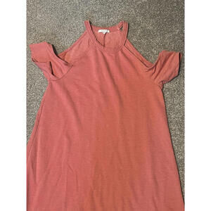 Z Supply Cold Shoulder‎ Mini Dress Size S  Cotton Red Cut Out